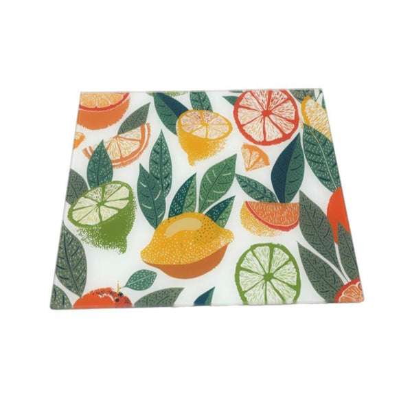 Citrus Glass Large Kitchen Chop Board | 40 x 30cm, Citrus Design