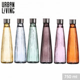 Urban Living Linea Glass Bottle 750ml | Grooved Design | 6  Assorted Colours