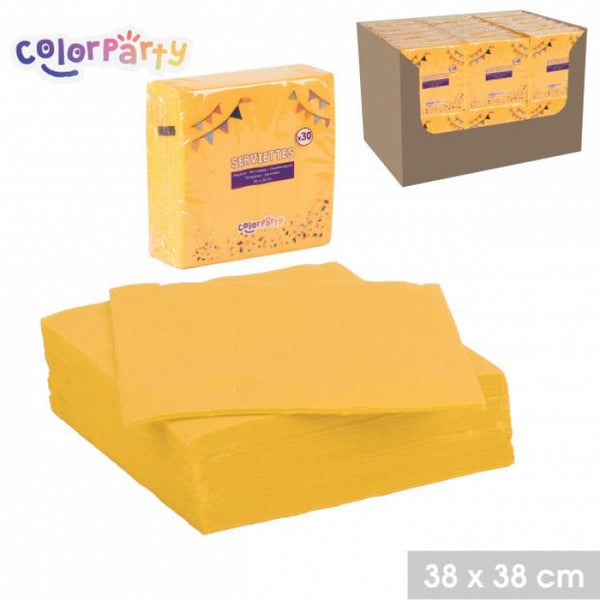 Colorparty Bright Yellow Paper Napkins | Pack of 30 | 38 x 38cm | Mandarin