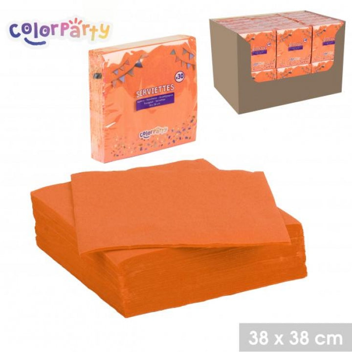 Colorparty Vibrant Orange Paper Napkins | Pack of 30 | 38 x 38cm