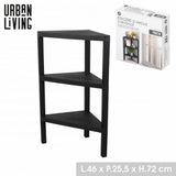 Urban Living 3 Tier Corner Shelf | Black | 46 x 25.5 x 72 cm