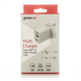 Groov-e Dual Port Wall Charger | USB-C PD, USB-A Quick Charge, Foldable Plug