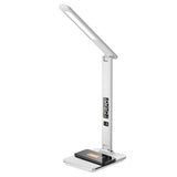 Groov-e LED Desk Lamp with Wireless Charger, White | Qi Charging, Time Display