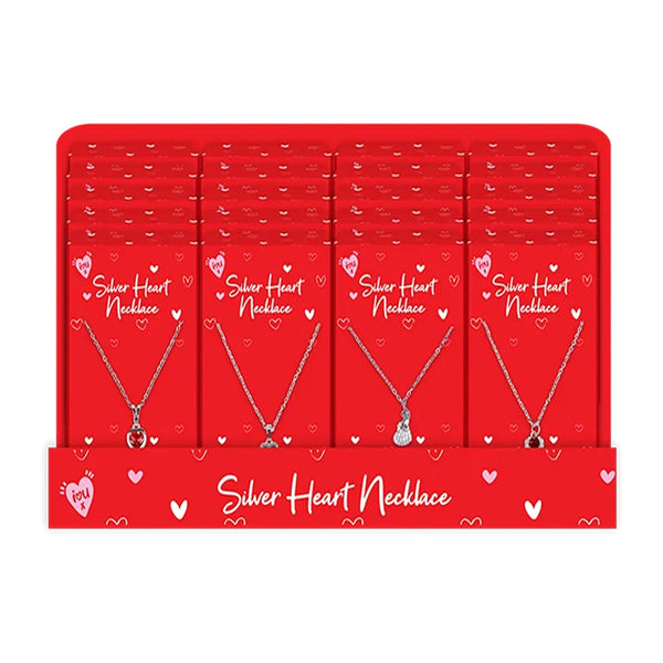 Silver Heart Necklace - Valentine's Day - 10 cm