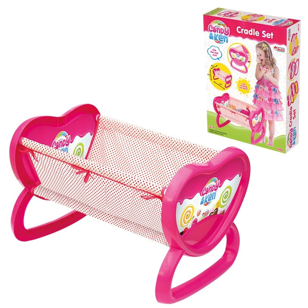 candy  ken pink heart accented cradle set 