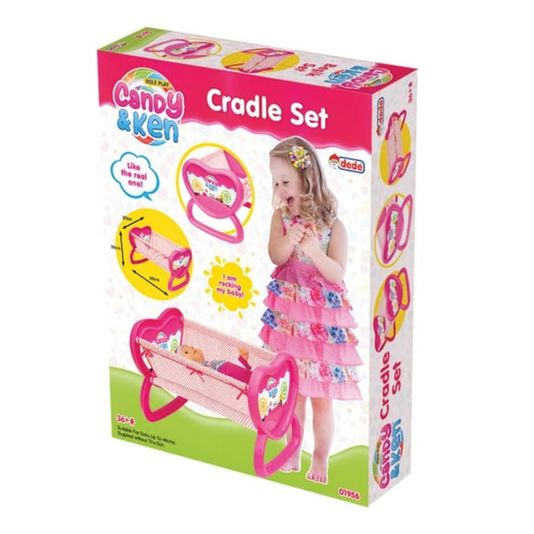 candy  ken pink heart accented cradle set 