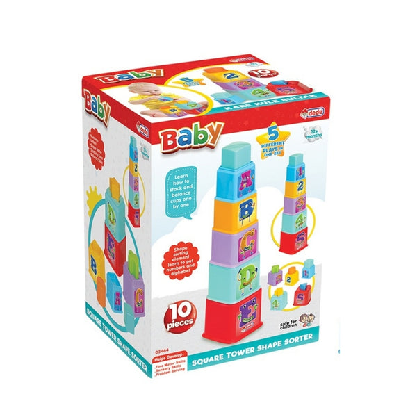 ded baby square tower shape sorter  10-piece 