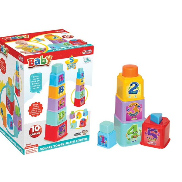 ded baby square tower shape sorter  10-piece 