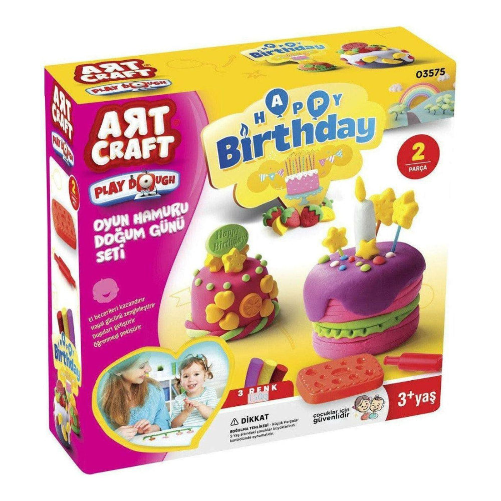 Happy Birthday Modelling Dough Craft Set - 3 Colours, 150g, Ages 3+