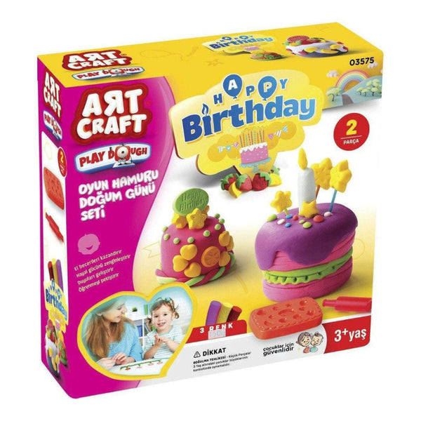 Happy Birthday Modelling Dough Craft Set - 3 Colours, 150g, Ages 3+