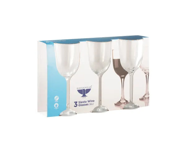 Essentials Siesta Sleeve 3 High-Quality Wine Glasses | 36cl Capacity