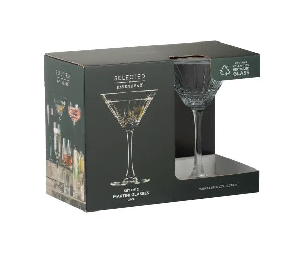 Winchester Recycled Glass Martini Glasses Set | 23cl Capacity