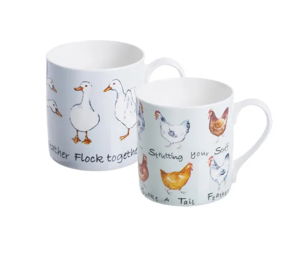 Price & Kensington Farmhouse Chic Fine China Mug | Whimsical Bird Illustrations | 37cl