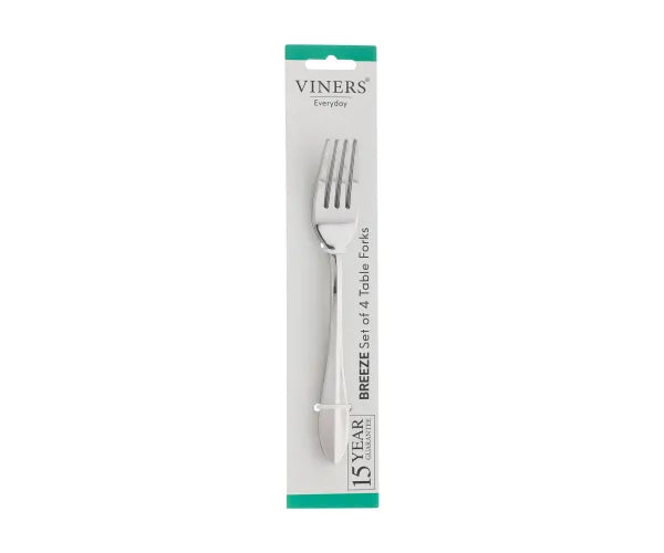 Viners Everyday Breeze Stainless Steel Table Fork Set | 4-Piece, 15-Year Guarantee