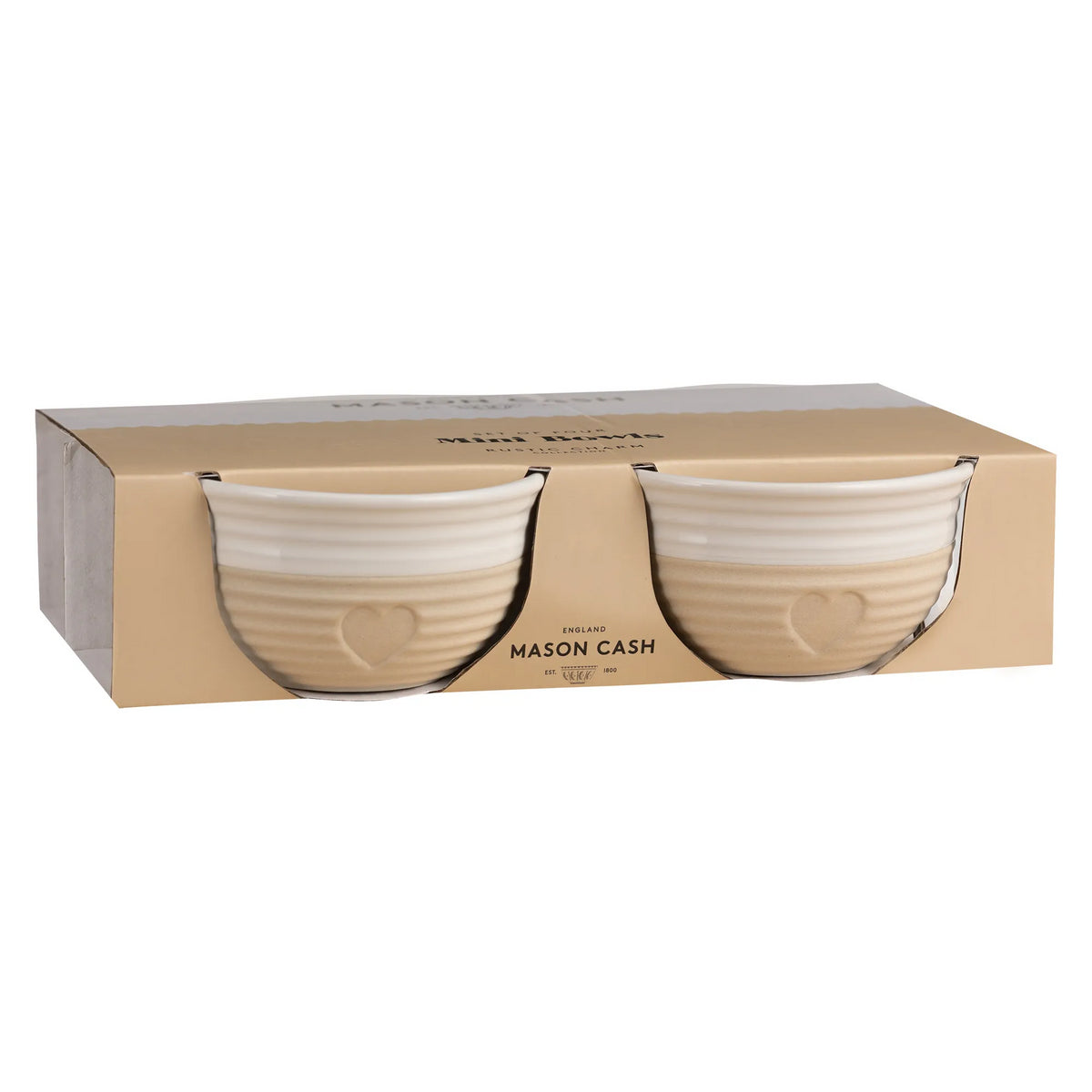 Mason Cash Rustic Charm Mini Bowl Set | Durable Stoneware, Cream and Beige