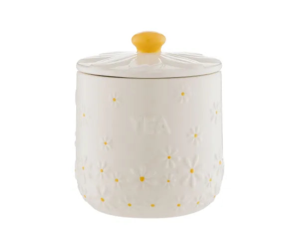Price & Kensington Daisy Ceramic Tea Jar | Airtight, Embossed Floral Design