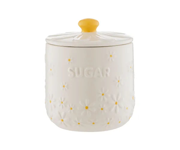Price & Kensington Daisy Embossed Ceramic Sugar Jar | Vibrant Yellow Knob