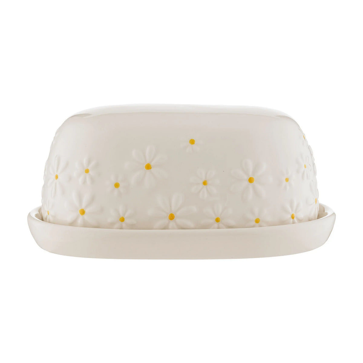 Price & Kensington Ceramic Daisy Butter Dish | Neutral Color, Secure Lid