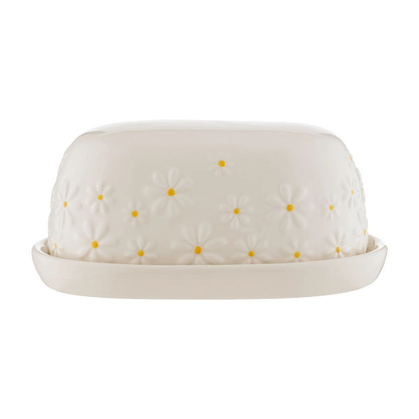Price & Kensington Ceramic Daisy Butter Dish | Neutral Color, Secure Lid
