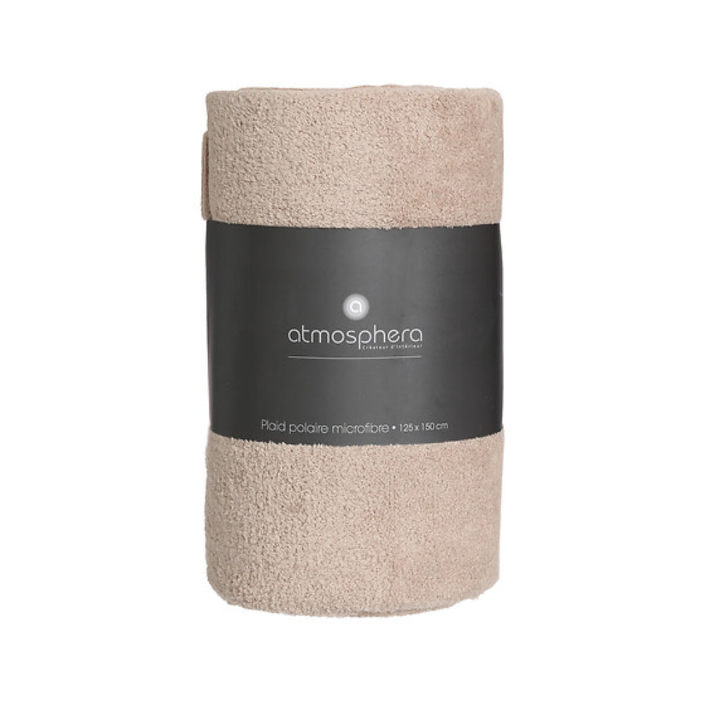 Atmosphera Polar Fleece Microfibre Throw Blanket | Beige, 125 x 150cm