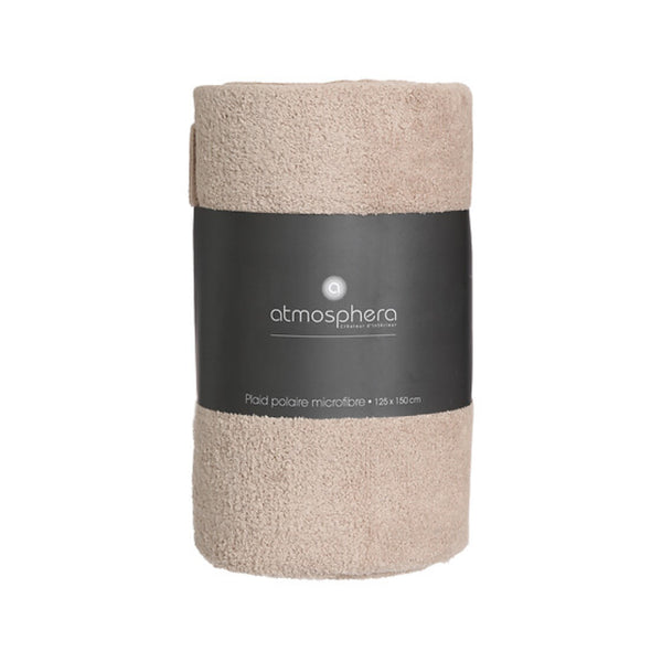 Atmosphera Polar Fleece Microfibre Throw Blanket | Beige, 125 x 150cm