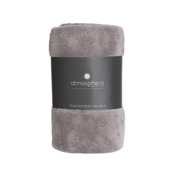 Atmosphera Plush Microfibre Throw Blanket | Grey, 125 x 150 cm