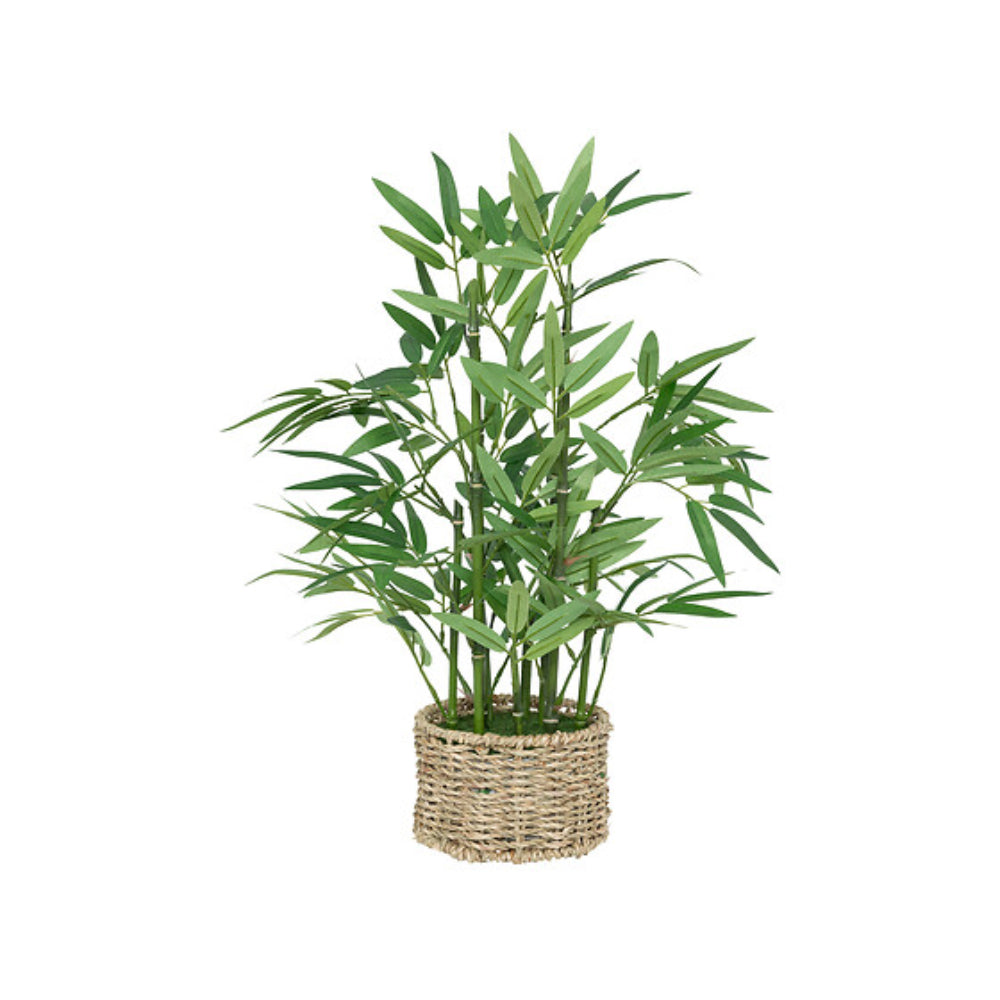 Atmosphera Bamboo Potted Plant | Woven Basket Planter, 46cm, Natural Tone