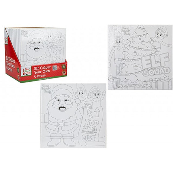 Christmas Elf Colour Your Own Canvas Set | Assorted Designs, Pre-Drawn Outlines