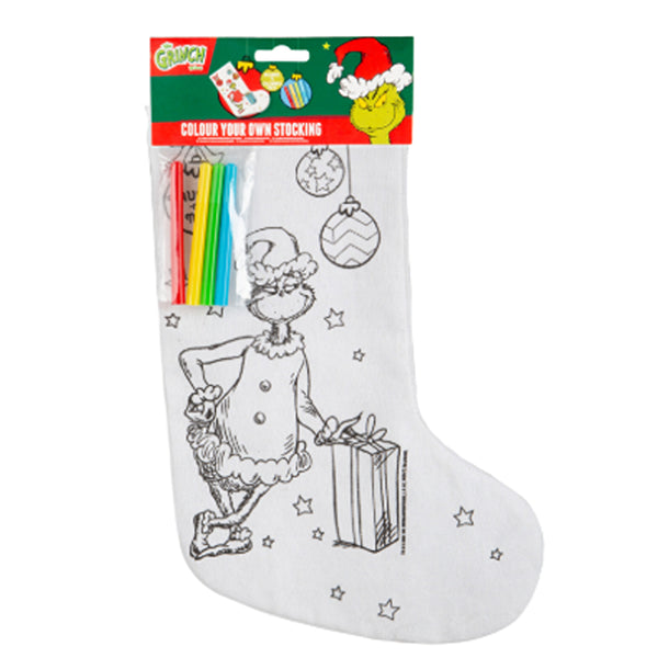 Christmas The Grinch Colour Your Own Stocking | with Markers, Assorted Designs
