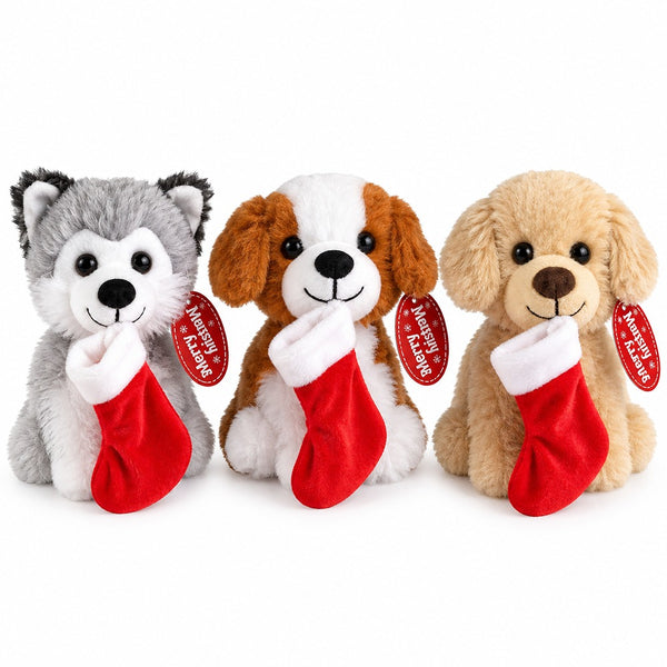 Mini Festive Puppy with Stocking | Adorable Plush Toy