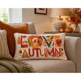 Love Autumn Rectangular Lumbar Cushion - Cream, Orange Piping, 30 x 50cm