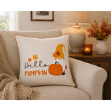 Hello Pumpkin Autumn Decorative Cushion - 45 x 45cm, Cream and Orange