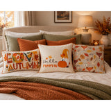 Hello Pumpkin Autumn Decorative Cushion - 45 x 45cm, Cream and Orange