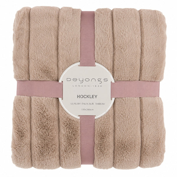 Hockley Soft Ribbed Faux Fur Throw - Fawn Beige, 150 x 200cm
