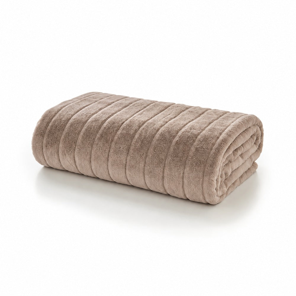 Hockley Soft Ribbed Faux Fur Throw - Fawn Beige, 150 x 200cm
