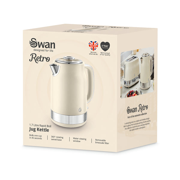 Swan Retro Revive Cream Jug Kettle | 1.7L, Illuminated Power Switch