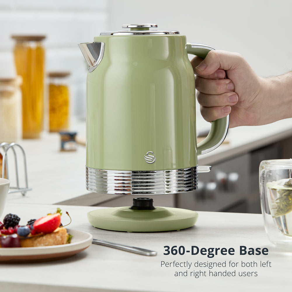 Swan Retro Revive 1.7L Green Jug Kettle | Pastel Finish, Water Window