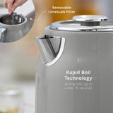 Swan Retro Revive Grey Jug Kettle | 1.7L, Illuminated Switch