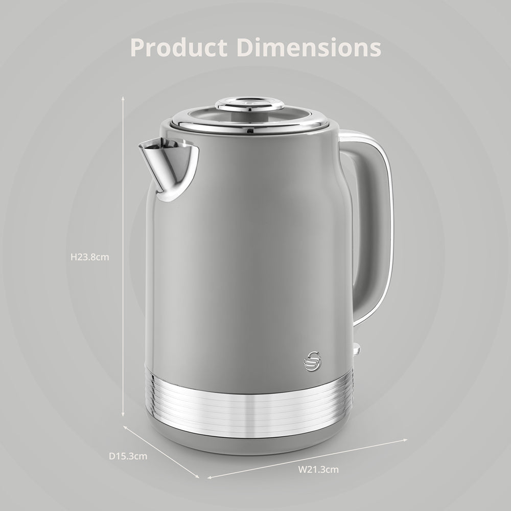 Swan Retro Revive Grey Jug Kettle | 1.7L, Illuminated Switch