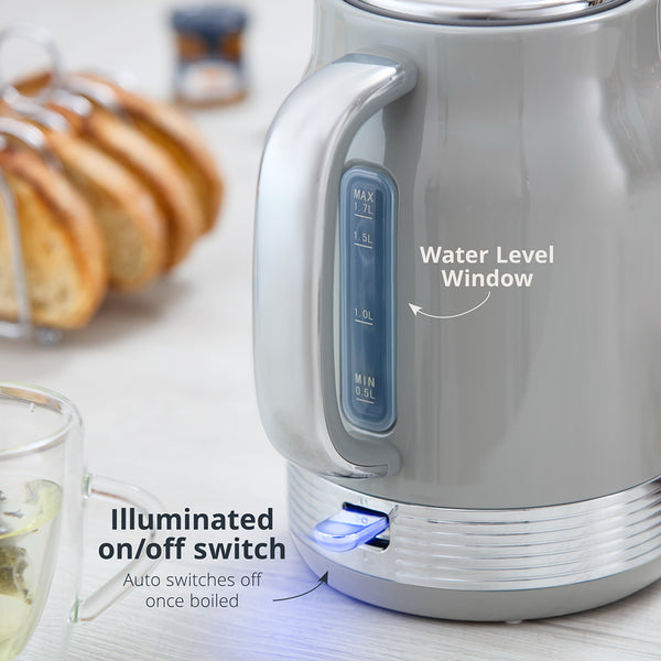 Swan Retro Revive Grey Jug Kettle | 1.7L, Illuminated Switch
