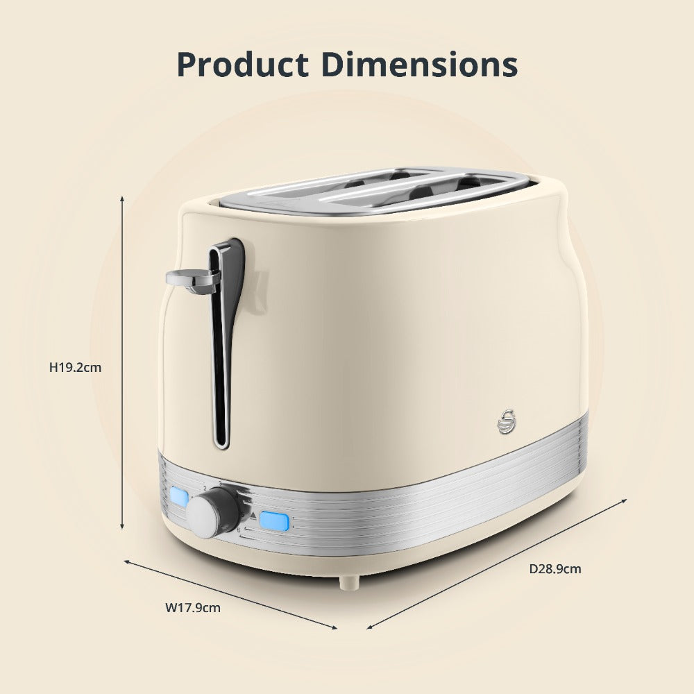 Swan RetroRevive 2 Slice Toaster | Cream, Extra-Wide Slot, Browning Control