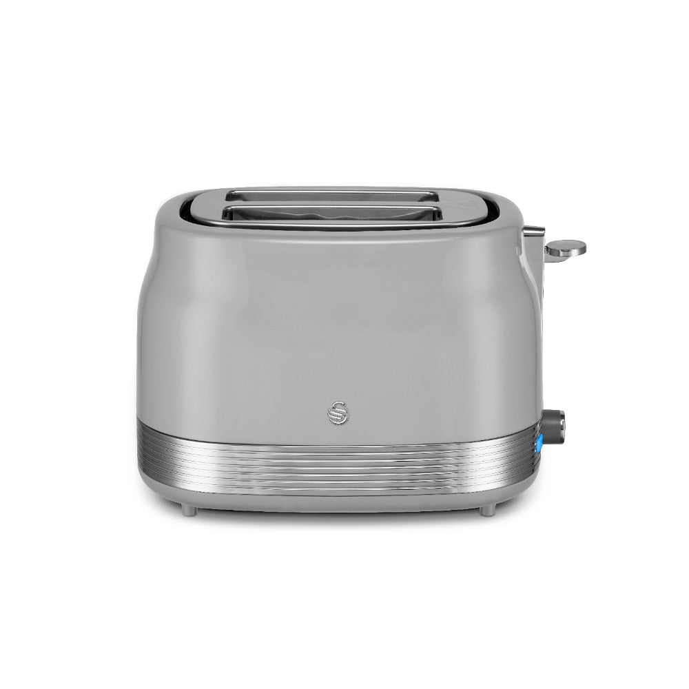 Swan RetroRevive 2 Slice Toaster | Grey, Extra-Wide Slots, Adjustable Browning