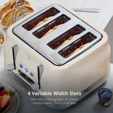 Swan RetroRevive Cream 4 Slice Toaster | Dual Controls, Defrost