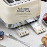Swan RetroRevive Cream 4 Slice Toaster | Dual Controls, Defrost