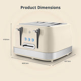 Swan RetroRevive Cream 4 Slice Toaster | Dual Controls, Defrost