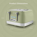 Swan RetroRevive 4 Slice Toaster | Soft Green, Dual Controls