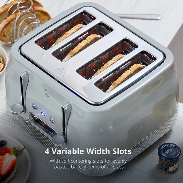 Swan RetroRevive 4 Slice Toaster Grey | Dual Controls, Variable Browning 1–7