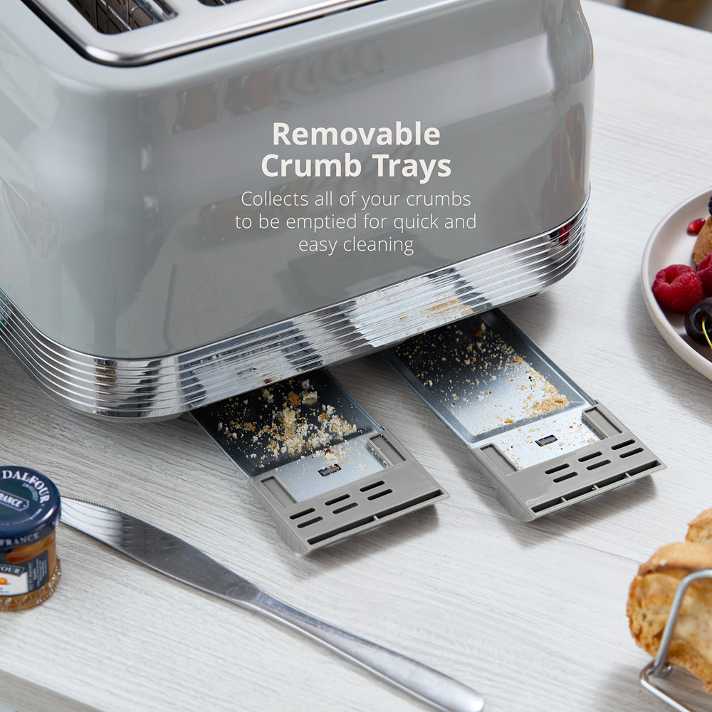 Swan RetroRevive 4 Slice Toaster Grey | Dual Controls, Variable Browning 1–7