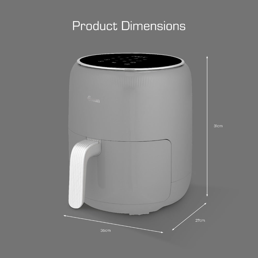 Swan Retro Touch-Control Air Fryer | 4.5L, Grey, Pull-Out Basket