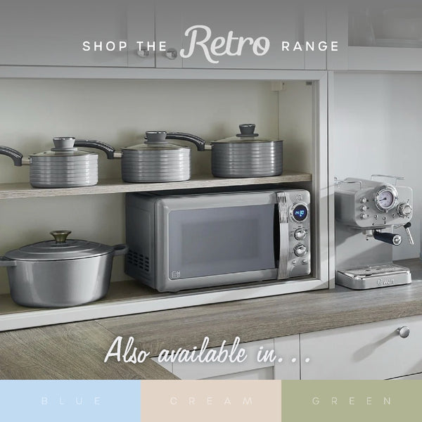 Swan Retro Touch-Control Air Fryer | 4.5L, Grey, Pull-Out Basket